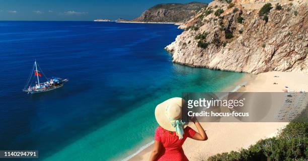 ready for a happy sunny beach holiday - antalya stock pictures, royalty-free photos & images