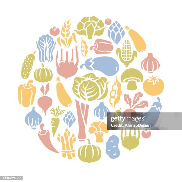 vegetables round composition - beetroot stock illustrations