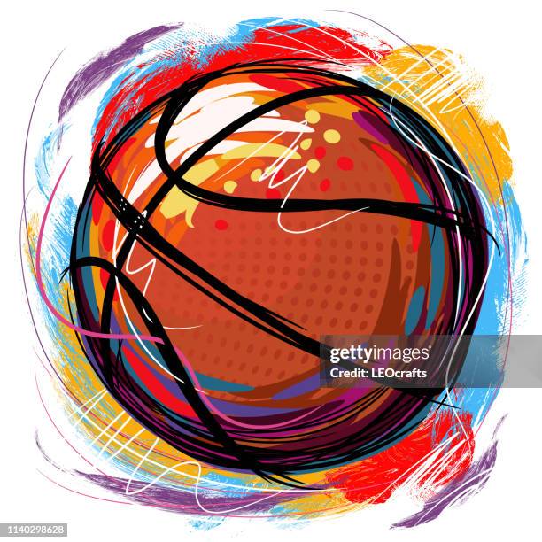 illustrazioni stock, clip art, cartoni animati e icone di tendenza di disegno palla basket - basket