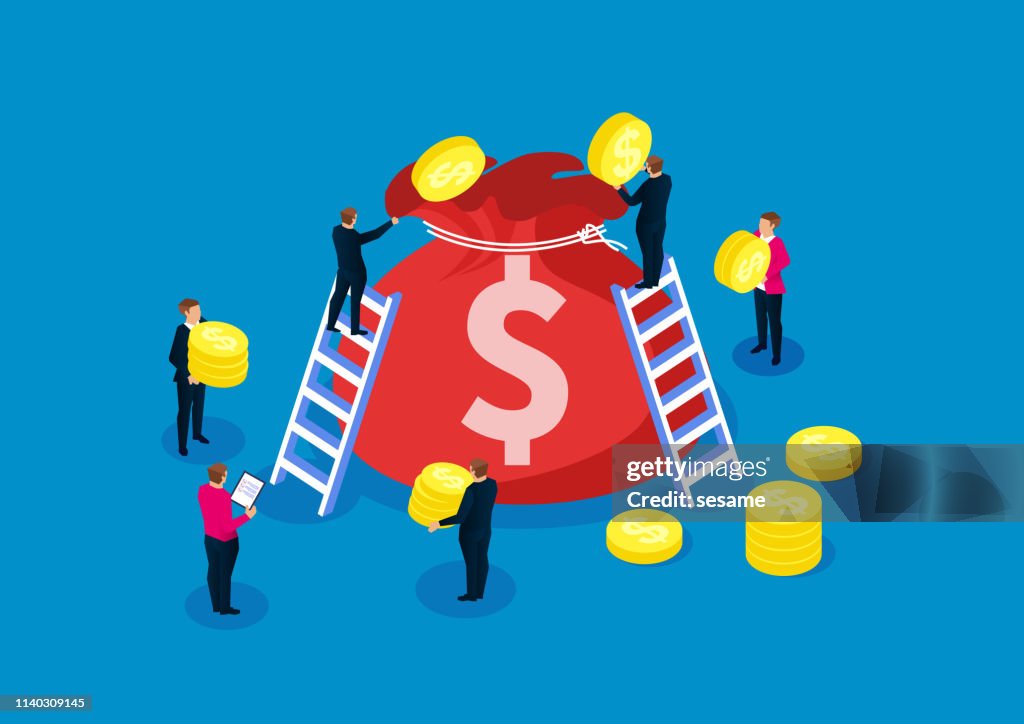 Money bag, profit, investment and return, successful business