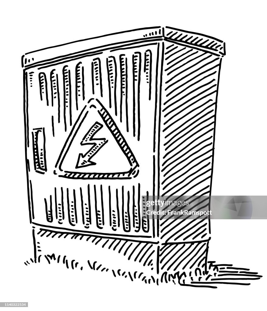 Electrical Connection Box High Voltage Sign Drawing High-Res Vector ...