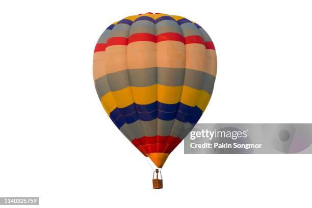 hot air balloon isolated on white background. - hot air balloon basket stock pictures, royalty-free photos & images