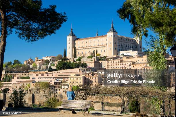 toledo panoramic view, province of toledo, castile- la mancha, spain. - toledo stockfoto's en -beelden