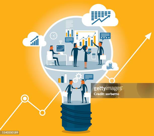 creativity - teamwork - business meeting stock illustrations