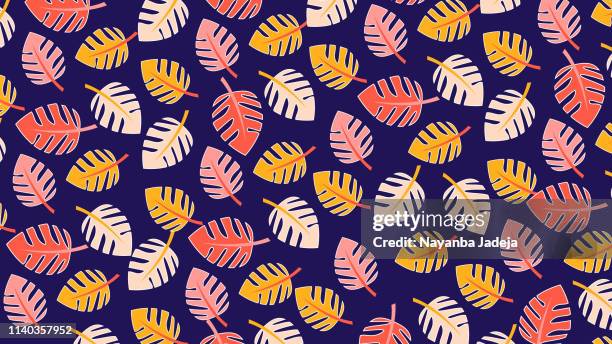 creative colorful leaf pattern - asian silk pattern stock illustrations