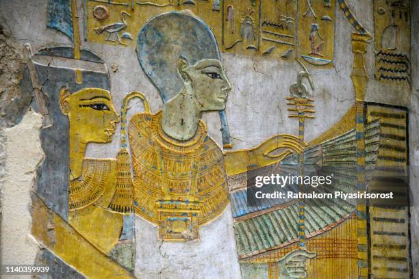 polychrome wall painting, tomb of ramose, theban necropolis, luxor, egypt - tomb paintings egypt - fotografias e filmes do acervo