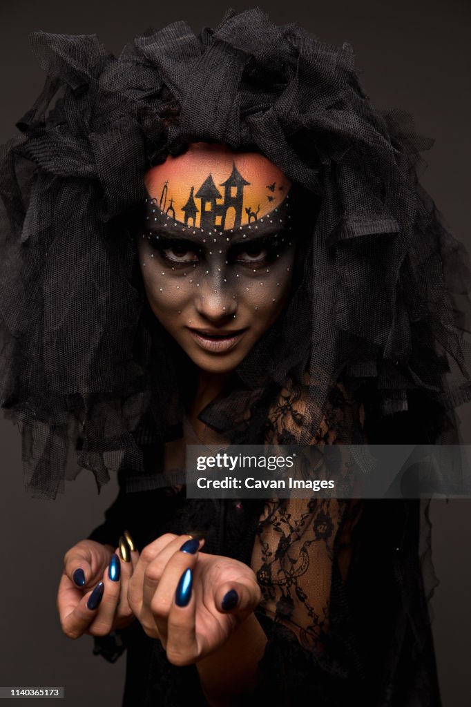Halloween Devils Bride With Scary Gothic Makeup High-Res Stock Photo -  Getty Images