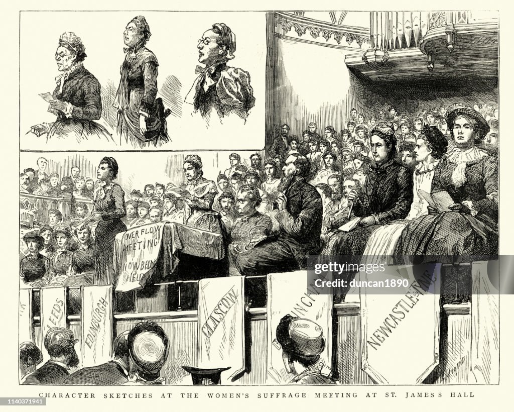 Women's suffrage meeting at St James's Hall, 1884, 19th Century