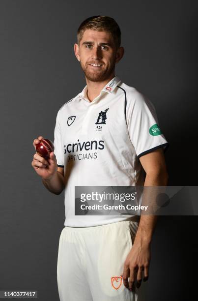 Olly Stone of Warwickshire poses for a portrait during the annual team photocall day at Edgbaston on April 04, 2019 in Birmingham, England.