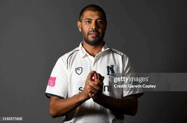 Jeetan Patel of Warwickshire poses for a portrait during the annual team photocall day at Edgbaston on April 04, 2019 in Birmingham, England.