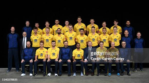Warwickshire pose for a team picture during the annual team photocall day at Edgbaston on April 04, 2019 in Birmingham, England.