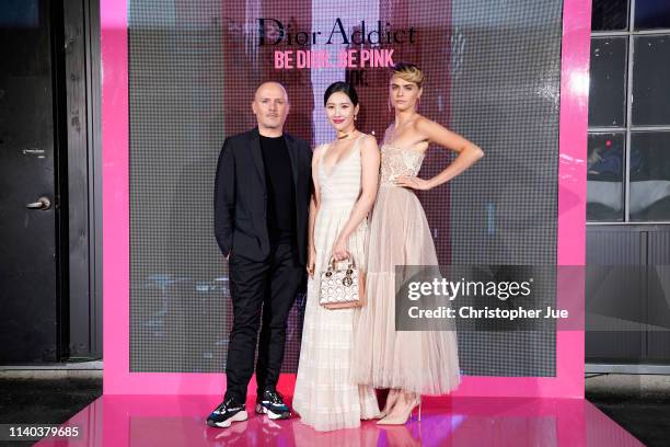 Peter Phillips, Sun Mi, Cara Delevingne attend Dior Addict Stellar Shine launch at Layers 57 on April 04, 2019 in Seoul, South Korea.