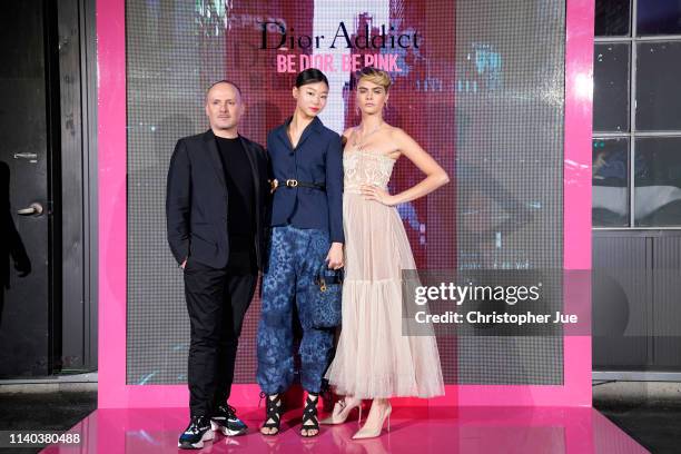 Peter Phillips, Bae Yoon Young, and Cara Delevingne attend Dior Addict Stellar Shine launch at Layers 57 on April 04, 2019 in Seoul, South Korea.