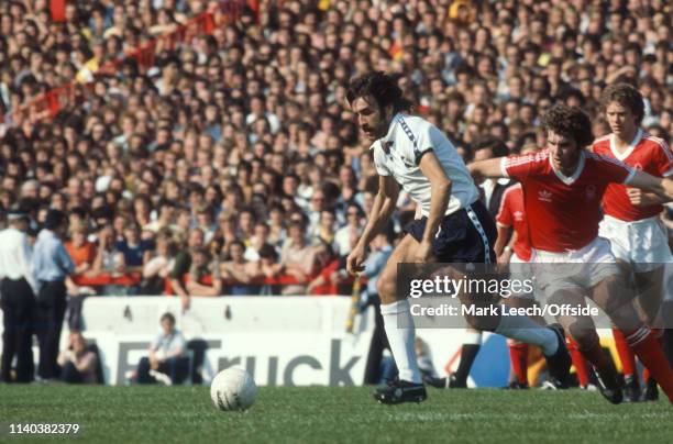 August 1978 - Nottingham Forest v Tottenham Hotspur - English Football Division One - Nottingham - Ricardo Villa of Tottenham takes the ball away...