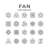 Set line icons of fan