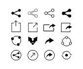 Set of share icons for websites or application internet technology signs of social mediaisolated on white background.
