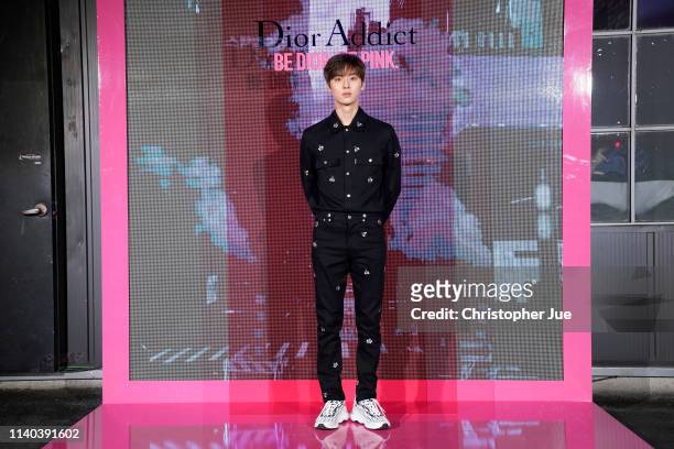 Minhyun of boyband group NU'EST attends Dior Addict Stellar Shine launch at Layers 57 on April 04, 2019 in Seoul, South Korea.