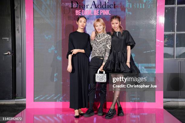 Kwak Ji Young, Song Hae Na, and Ahn Ah Reum attend Dior Addict Stellar Shine launch at Layers 57 on April 04, 2019 in Seoul, South Korea.