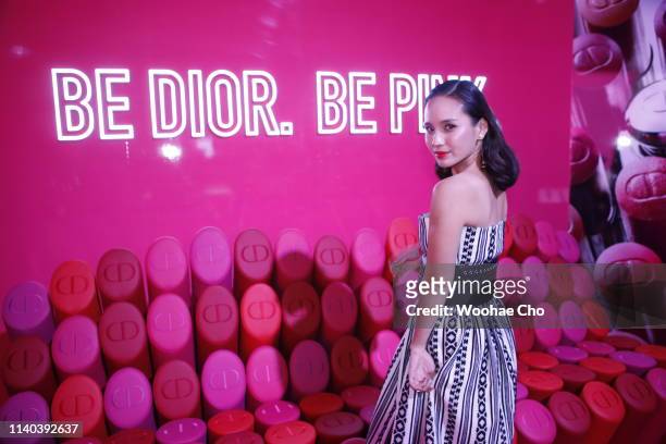 Jasmine Chin attends Dior Addict Stellar Shine launch at Layers 57 on April 04, 2019 in Seoul, South Korea.