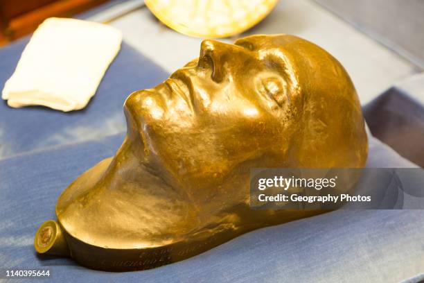 Bronze death mask of Napoleon Bonaparte, Bowood House and gardens, Calne, Wiltshire, England, UK.