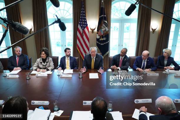 President Donald Trump makes remarks during the inaugural meeting of the White House Opportunity and Revitalization Council with acting Interior...