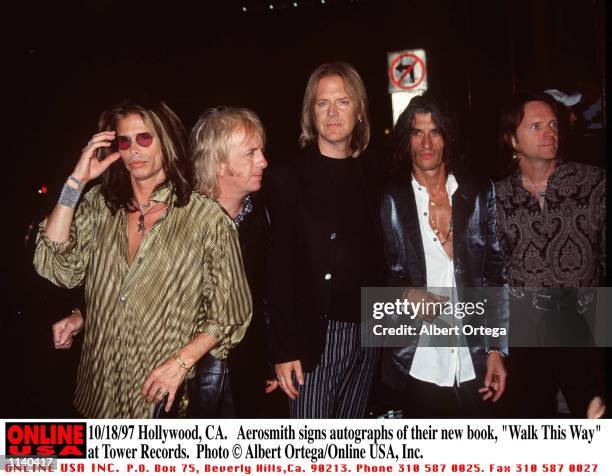 Hollywood, CA. Aerosmith signs their new book, "Walk This Way" at Tower Records.