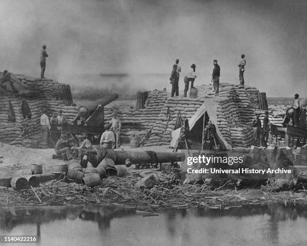 Bombardment of Fort Sumter from Battery Stevens Commanded by First Lieutenant James Wilson, 1st U.S. Artillery after the Fall of Battery Wagner,...