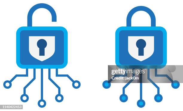 secure connection padlock icon - usability testing stock illustrations