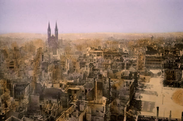Results of Bombing, Magdeburg, Germany, Central Europe Campaign, Western Allied Invasion of Germany, 1945.