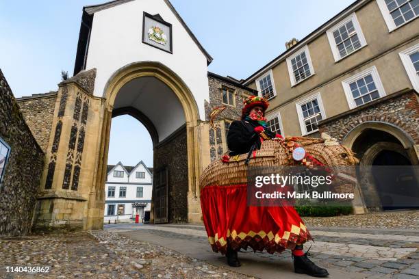 Amanda Plant of Golden Star Morris, rides a Hobby horse called Champion the Wonder Horse as Morris Dancers perform on May Day morning in front of...