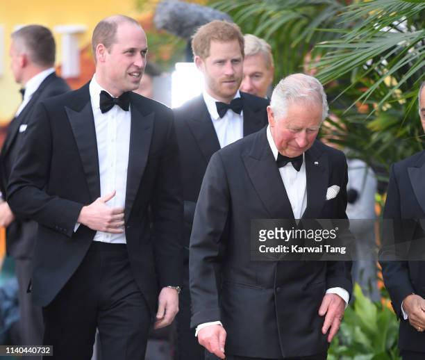 Prince William, Duke of Cambridge, Prince Harry, Duke of Sussex and Prince Charles, Prince of Wales attend the "Our Planet" global premiere at...