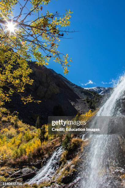 Turn colors at LUNDY CREEK FALLS in the Eastern Sierra, California.