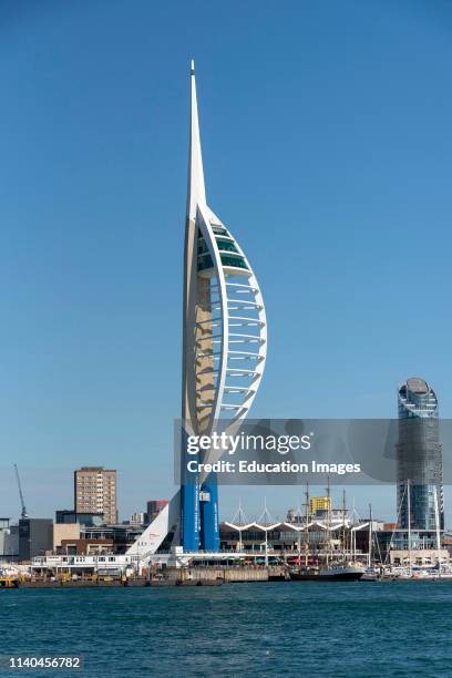 Waterfront of Portsmouth, viewed across the Harbour from Gosport, Hampshire UK.