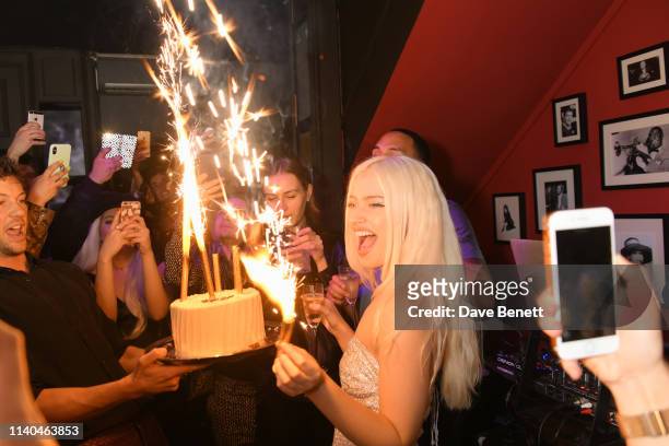 Alice Chater attends Alice Chater's birthday party at The Piano Bar, Soho, on April 04, 2019 in London, England.