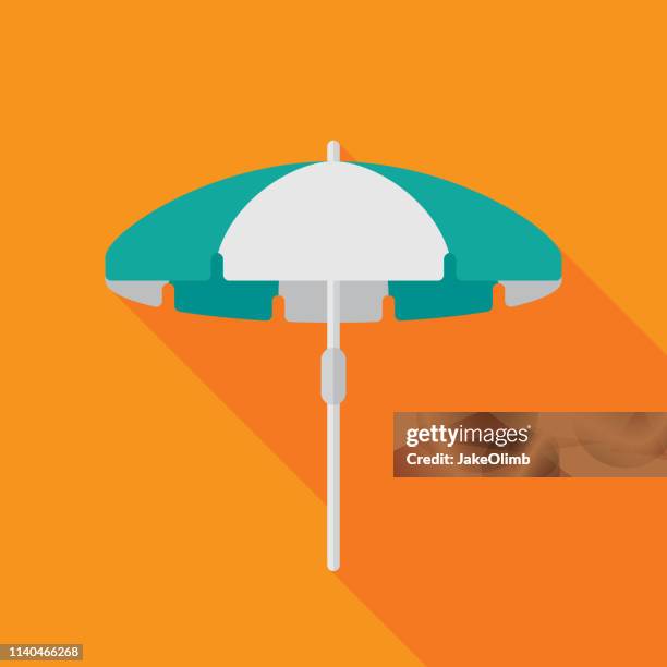 stockillustraties, clipart, cartoons en iconen met strand paraplu icon flat - parasol