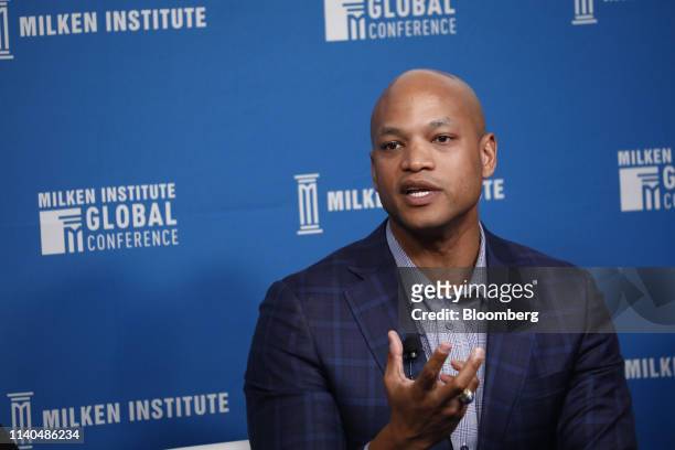Wes Moore, chief executive officer of Robin Hood Foundation, speaks during the Milken Institute Global Conference in Beverly Hills, California, U.S.,...