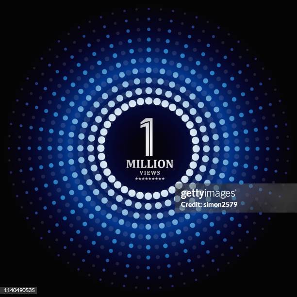 one million views info with blue dot pattern background - work anniversary stock illustrations