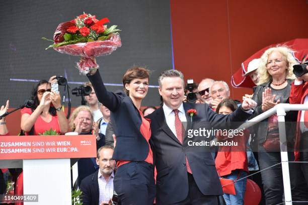 Leader of Austrian Social Democratic Party Pamela Rendi-Wagner and Mayor of Vienna Michael Ludwig attend the International Workers' Day, also known...