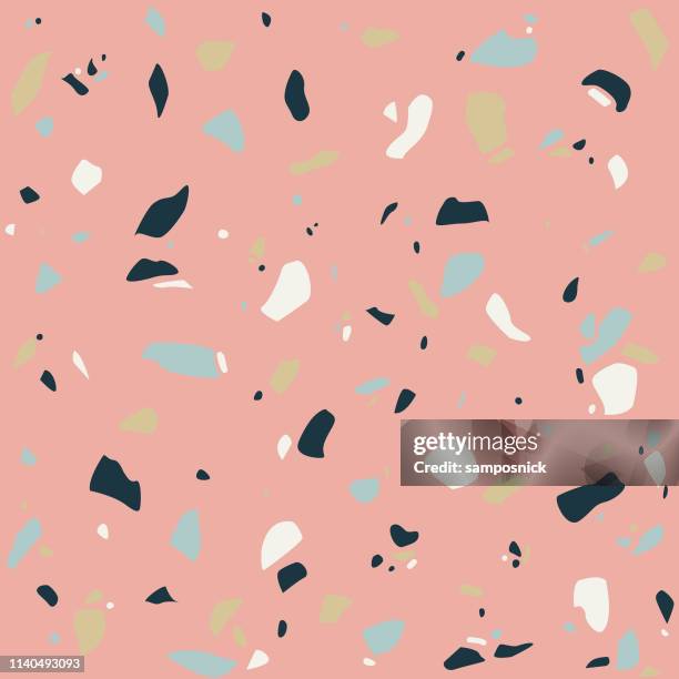 millennial pink modern terrazzo stone seamless pattern - millennial pink stock illustrations