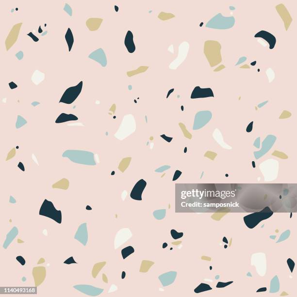 stockillustraties, clipart, cartoons en iconen met duizendjarige roze moderne terrazzo stenen naadloze patroon - asbestos