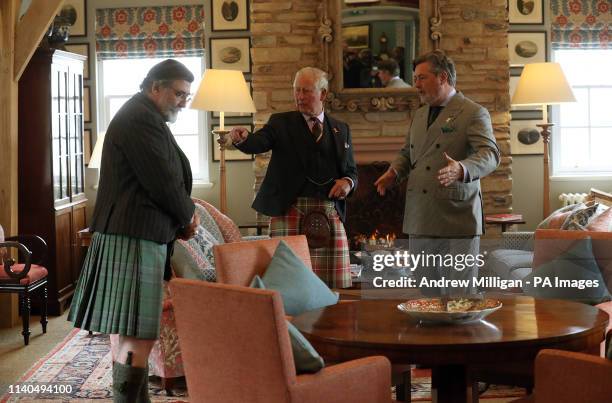 The Prince of Wales, known as the Duke of Rothesay while in Scotland, tours the Granary Accommodation, with Lord Thurso and Michael Fawcett , which...