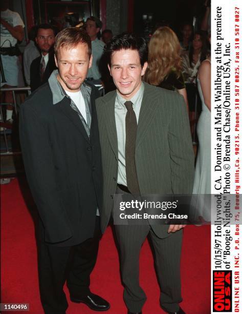 Hollywood, CA. Donnie and Mark Wahlberg at the premiere of "Boogie Nights."