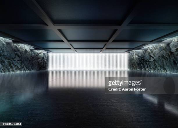 empty dark abstract concrete room smooth interior. - galeria de arte fotografías e imágenes de stock