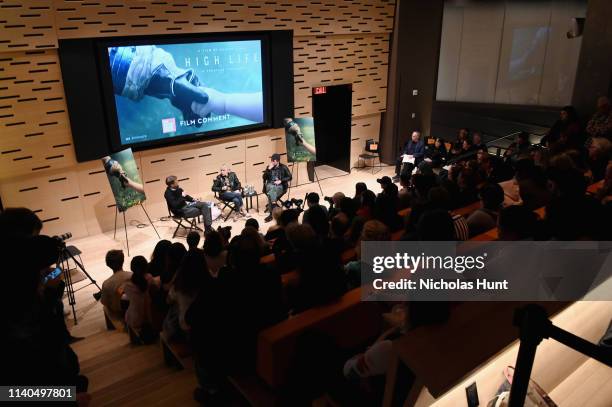 Director Claire Denis and Robert Pattinson speak at The Film Society of Lincoln Center's Film Comment Free Talk for "High Life" at Elinor Bunin...
