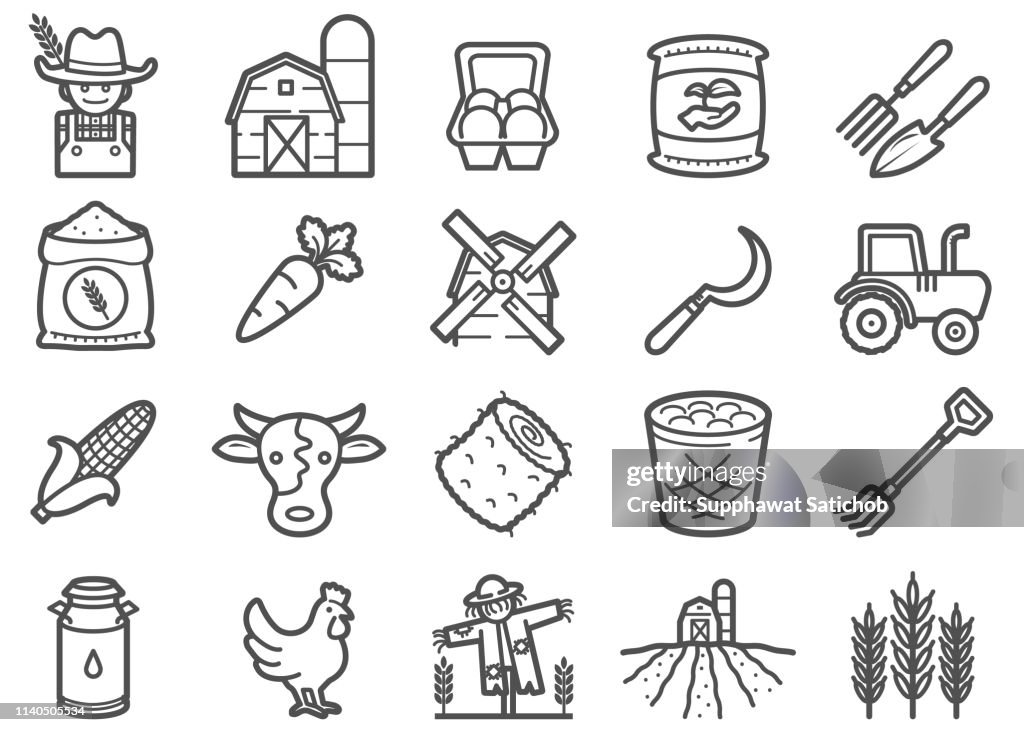 Farming and Agriculture Line Icons Set