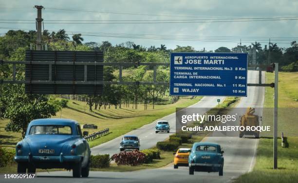 View of the highway near the Jose Marti International airport in Havana, on April 30, 2019. - Havana airport and the Cuban aviation company will be...