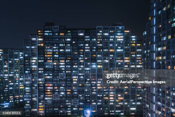 living apartment in beijing at night - electrical overload bildbanksfoton och bilder