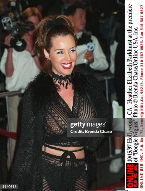 Hollywood, CA. Heather Elizabeth Parkhurst at the premiere of "Boogie Nights."