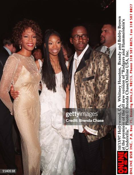 Hollywood, CA. Whitney Houston, Brandy and Bobby Brown at the premiere of the all new version of "Rodgers and Hammerstein's Cinderella." Airs...