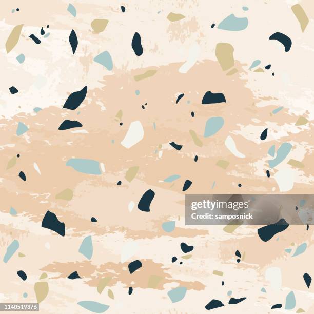 watercolour marble stone terrazzo seamless pattern - oranges overhead stock illustrations